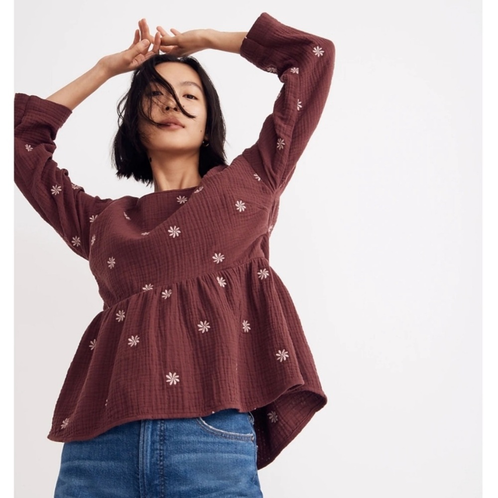 Madewell // Francis Embroidered Gauze Top - Picture 2 of 11